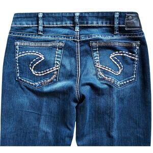 Silver Jeans Aiko Low Rise Dark Wash Bootcut Women's Blue Denim Jeans 30W/35L